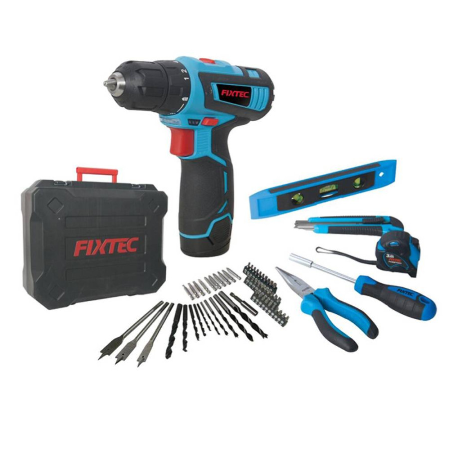 FIXTEC AKU BUŠILICA 12V 1,5AH FCD120K60/FCD1207K60 + 60-DIJELNI SET