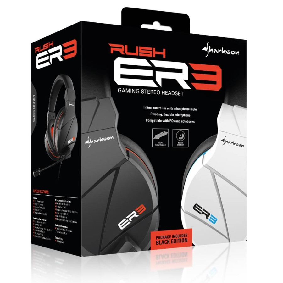 SHARKOON RUSH GAMING SLUŠALICE ER3 CRNE