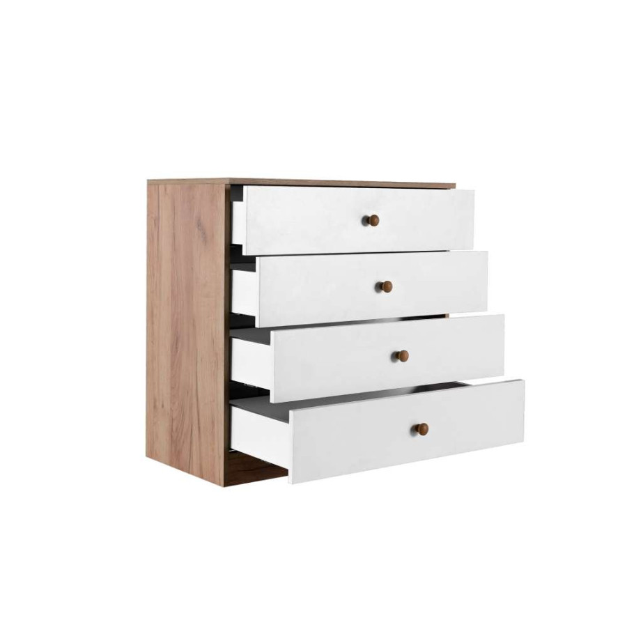 KOMODA ASTON 80X42X80H ZLATNI HRAST/BIJELA