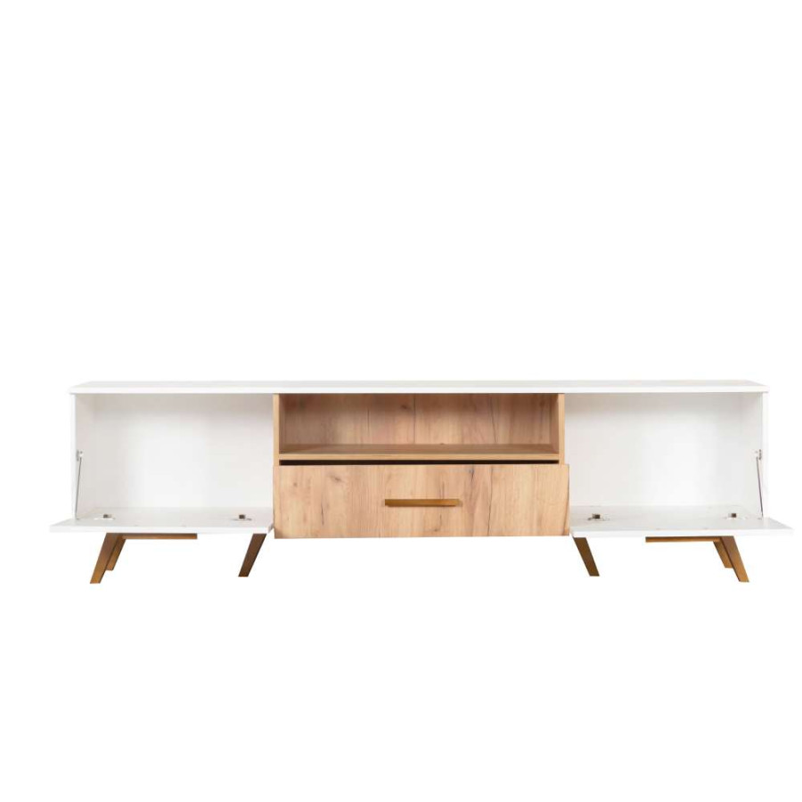 KOMODA TROPIC 4 200X42X57CM ZLATNI HRAST/BIJELA