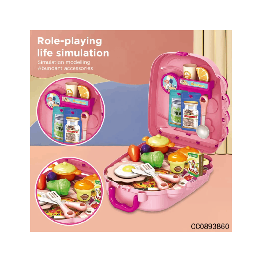 IGRAČKA POSUĐE I NAMIRNICE U KOFERU 25PCS PINK DINOSAURUS