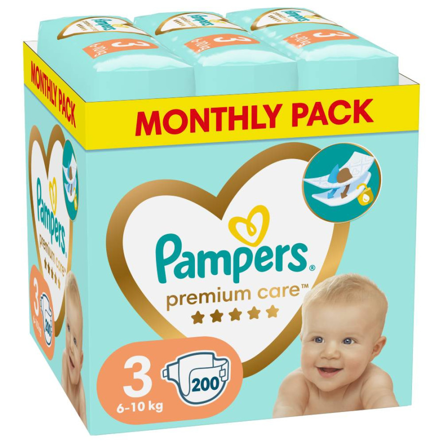 PAMPERS PREMIUM PELENE 3 200KOM MSB 6-10KG