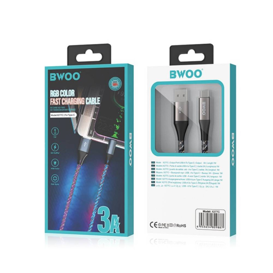 BWOO KABAL ZA MOBITEL TYPE C 1M X277C RGB 3.0 A
