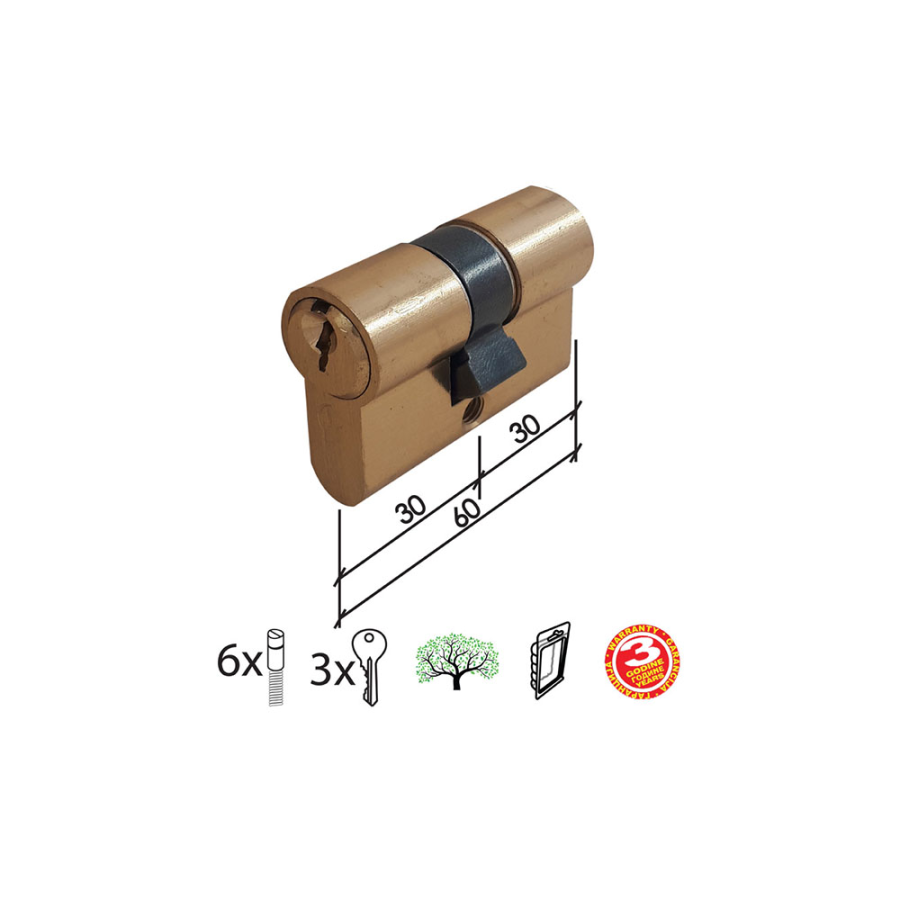 CILINDAR ZA VRATA CL2036 MAT MS 60MM(30-30)  3K DBP1 3398017