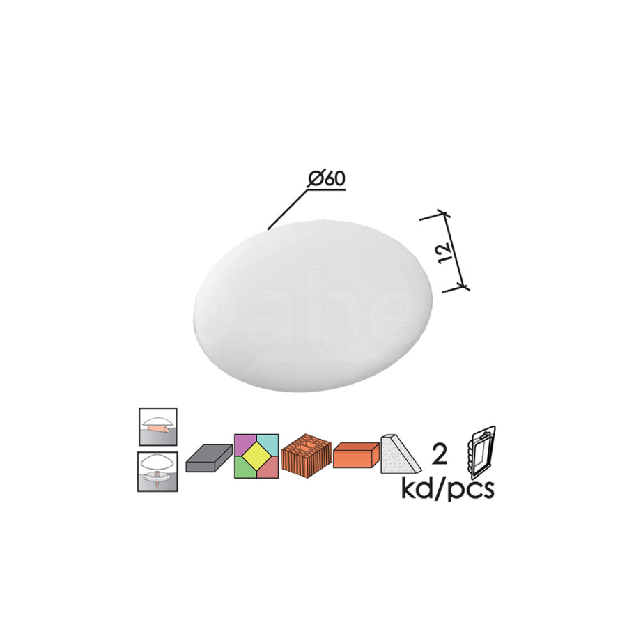ODBOJNIK ZIDNI ZA VRATA 2/1 OD101 BIJELI FI60/12MM DBP1 0105518