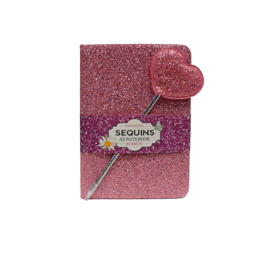 NOTES A5 80L GLITTER SA OLOVKOM HEART PVC BOX 10-1