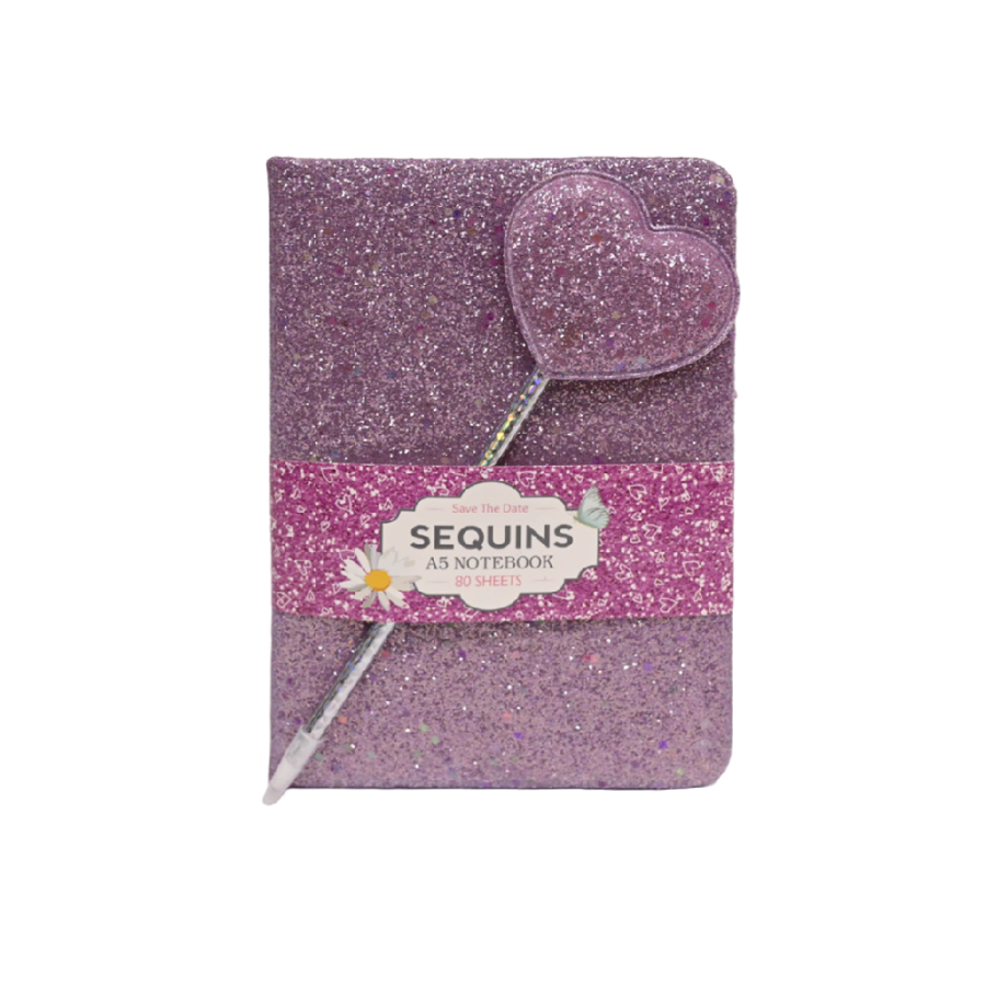 NOTES A5 80L GLITTER SA OLOVKOM HEART PVC BOX 10-1