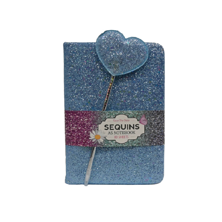 NOTES A5 80L GLITTER SA OLOVKOM HEART PVC BOX 10-1