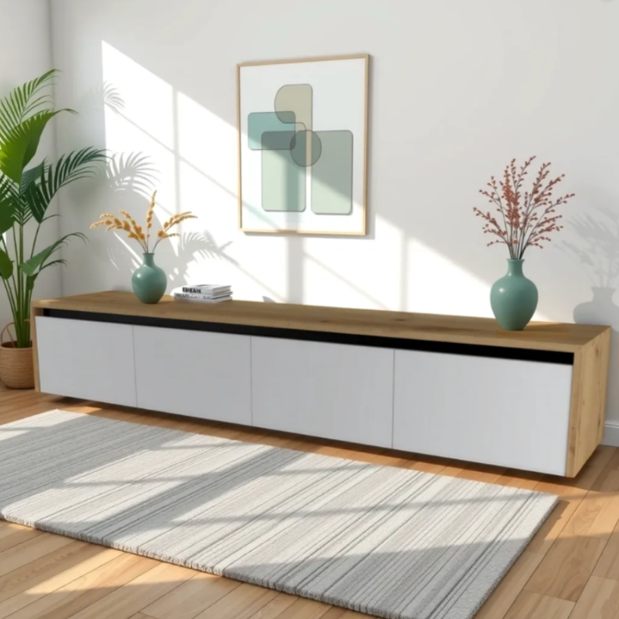 KOMODA PLAY 184X37X32CM ARTISAN HRAST/BIJELA KM0099