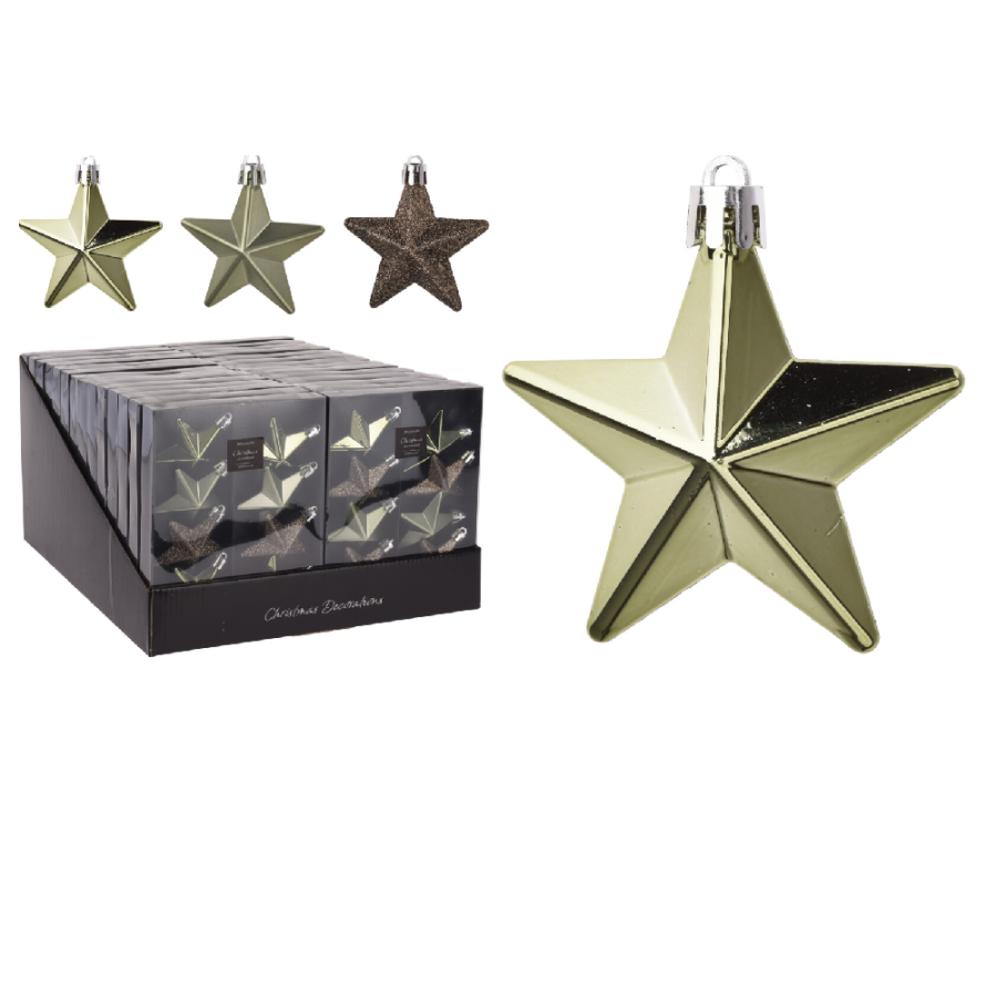 ZVIJEZDA NOVOGODIŠNJA 6,5CM 8/1 GLITTER/MAT/SHINE L.GREEN DISP.