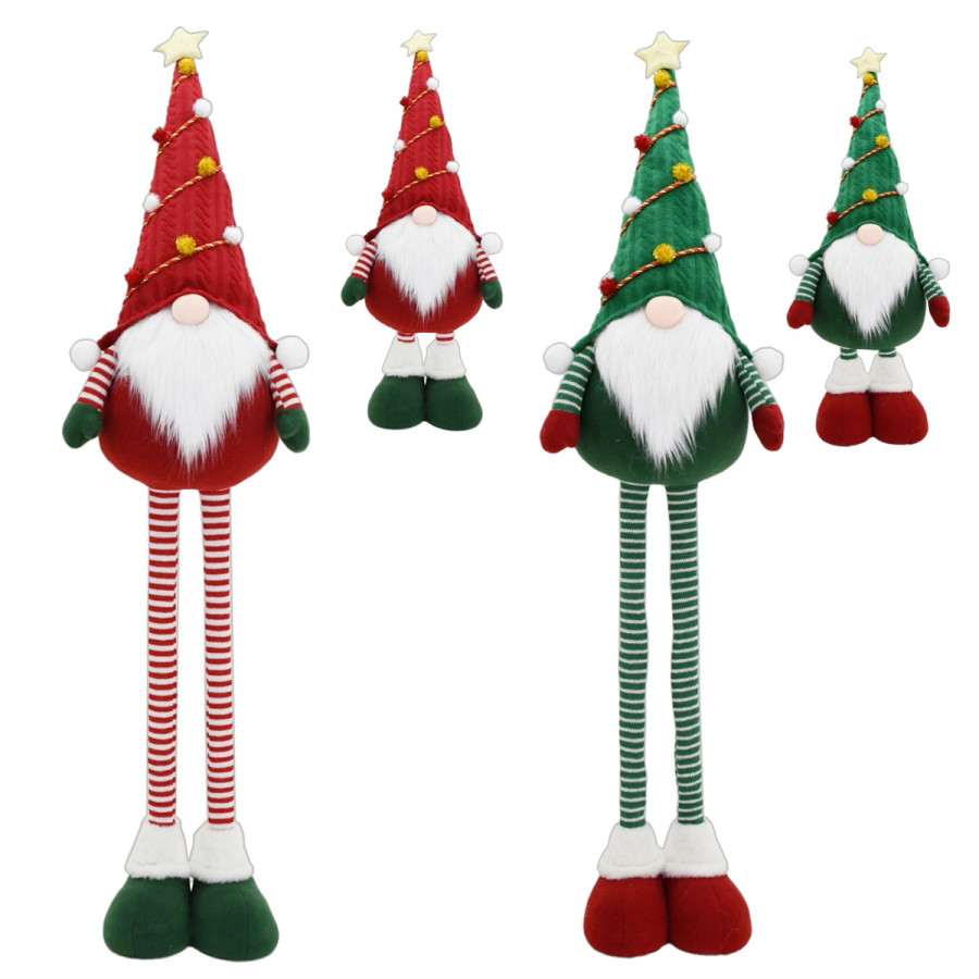 DEKORACIJA NOVOGODIŠNJA PLIŠANA 110CM GNOM RED/GREEN POT.