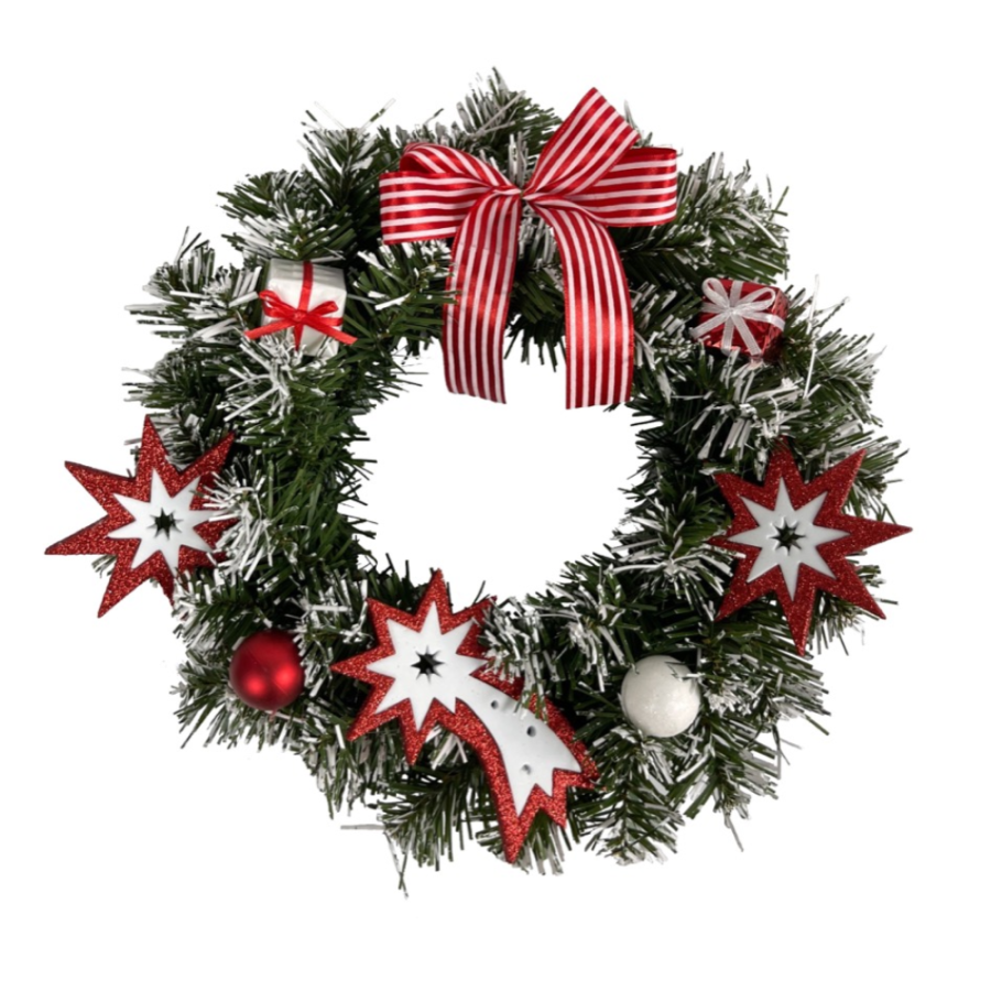 DEKORACIJA NOVOGODIŠNJA ZA VRATA FI30CM RED BERRY