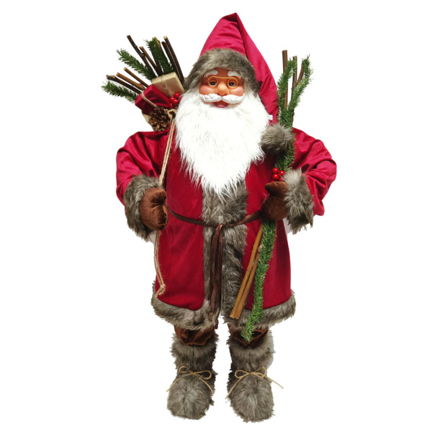 DEKORACIJA NOVOGODIŠNJA PLIŠANA 100CM SANTA CLAUS BROWN