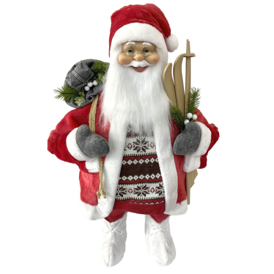 DEKORACIJA NOVOGODIŠNJA PLIŠANA 110CM SANTA CLAUS WHITE/RED SLEDGE