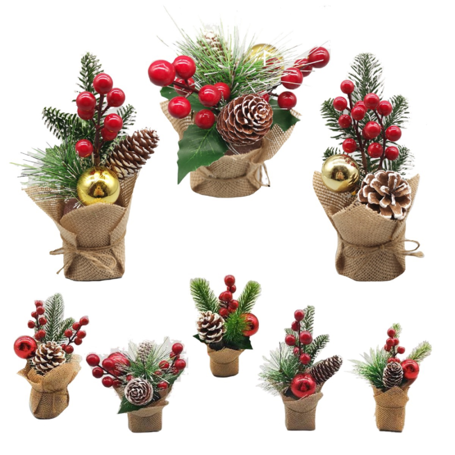 DEKORACIJA NOVOGODIŠNJA U SAKSIJI RED BERRY 20CM