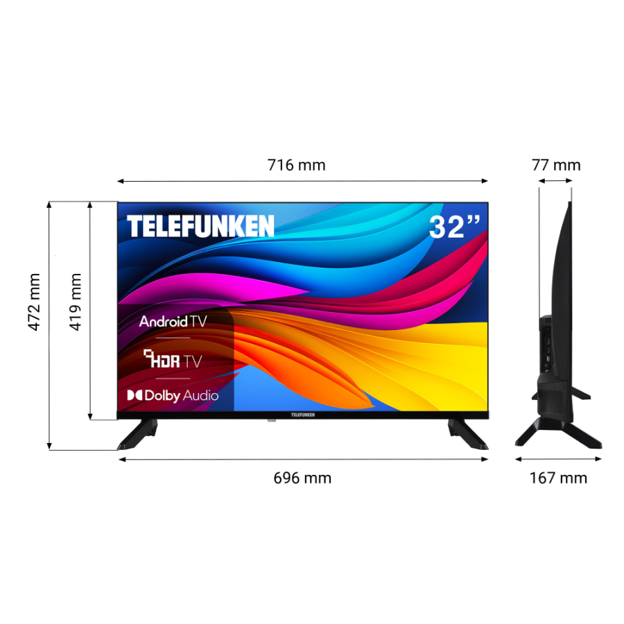 TV LED 32" TELEFUNKEN TFL-32APH1000 HD READY ANDROID