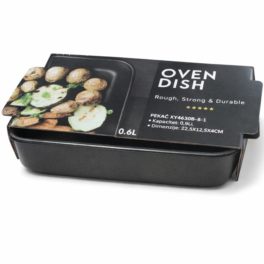 PEKAČ 22,5X12,5X4CM 0,6L CRNI