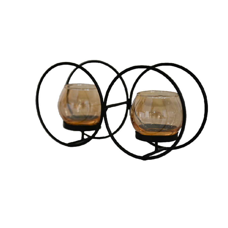 METALNI/STAKLENI SVIJEĆNJAK  22X6X10,5CM