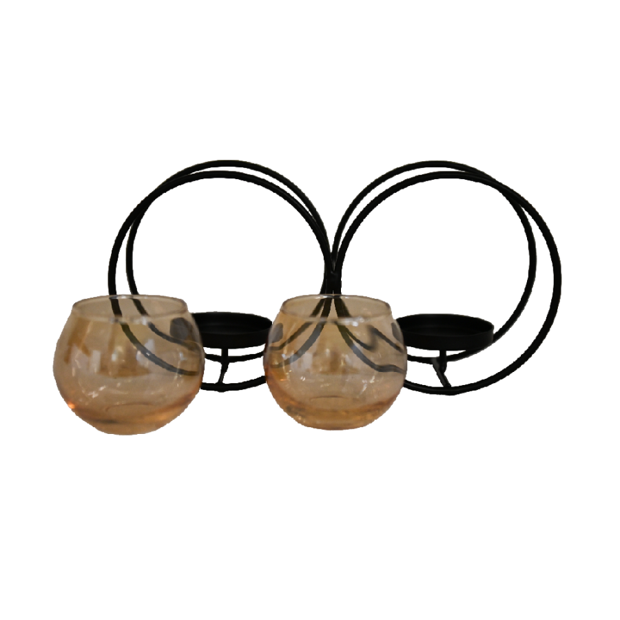 METALNI/STAKLENI SVIJEĆNJAK  22X6X10,5CM