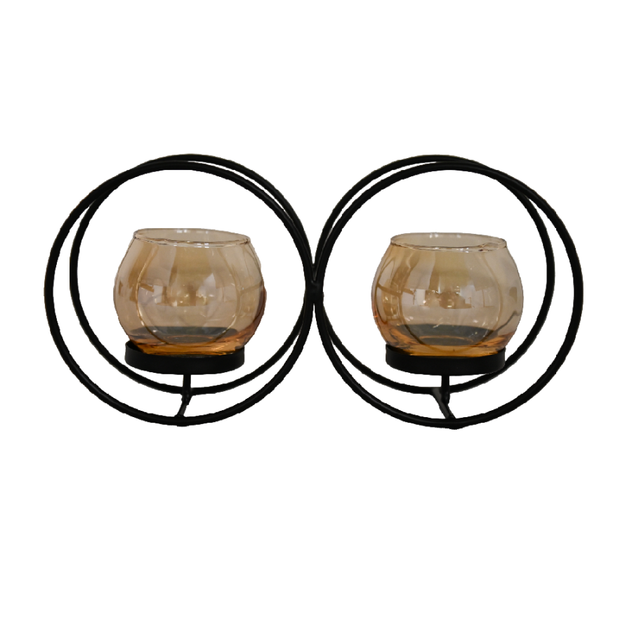 METALNI/STAKLENI SVIJEĆNJAK  22X6X10,5CM