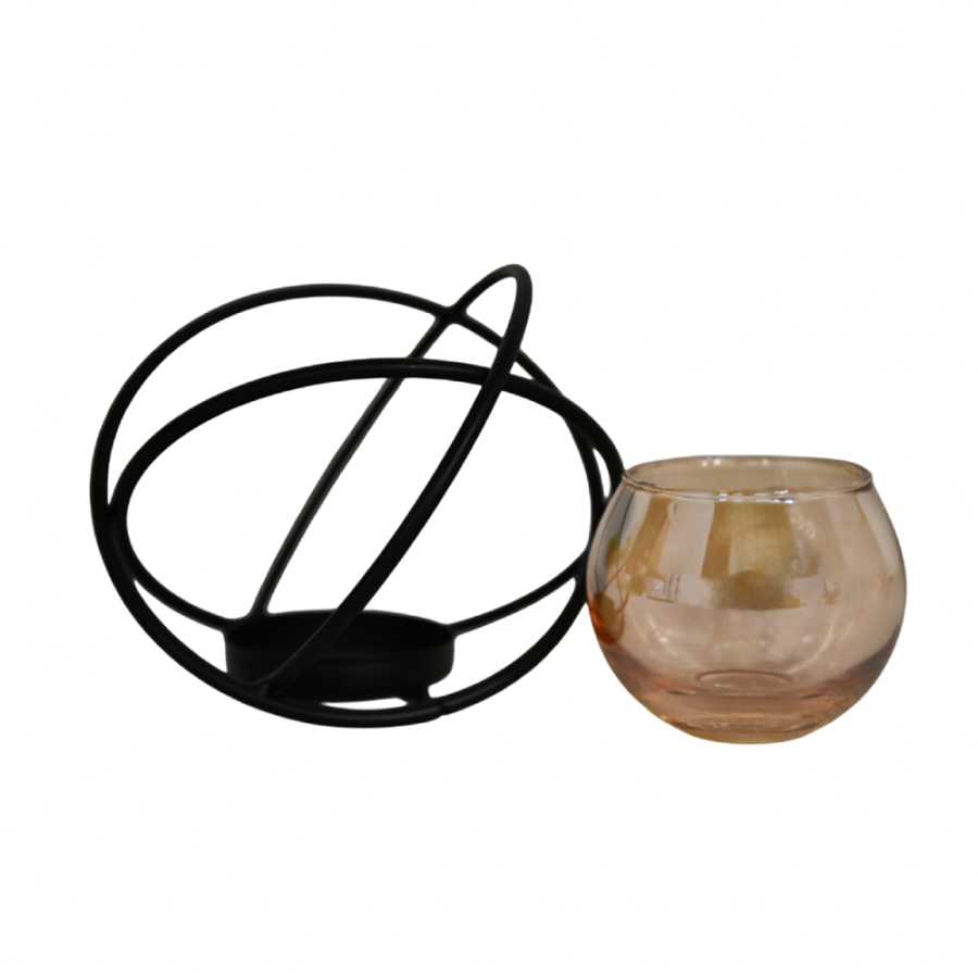 METALNI/STAKLENI SVIJEĆNJAK  11,5X12X10CM ZA LUČICU