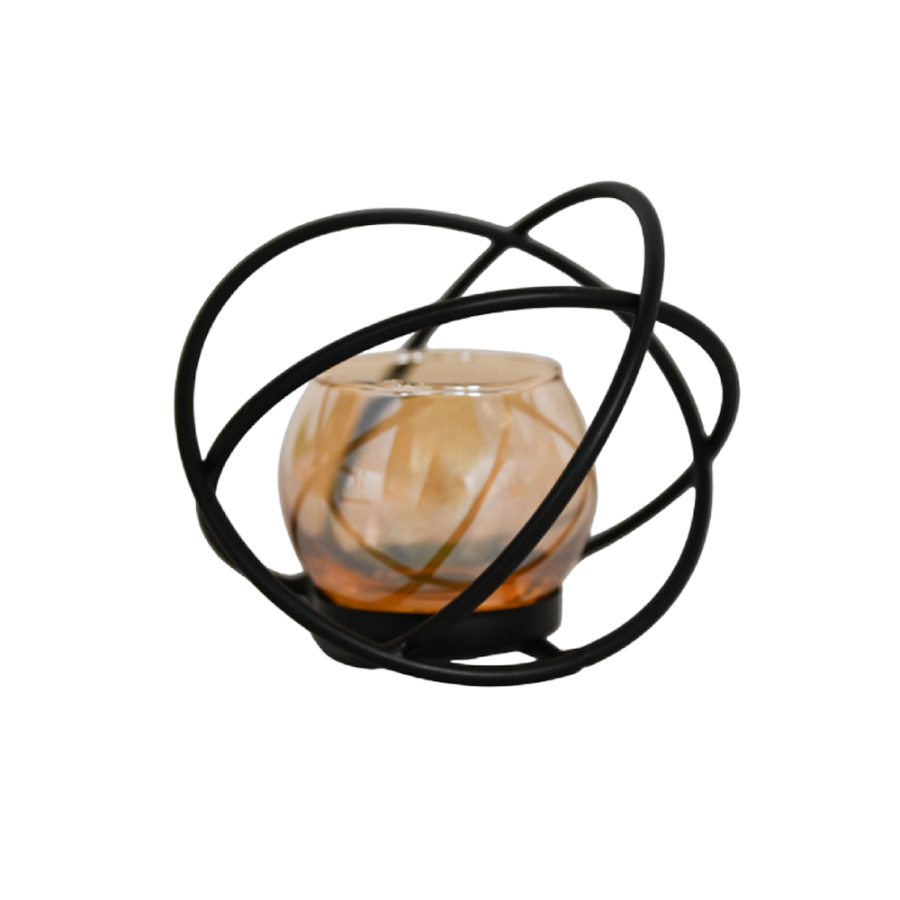 METALNI/STAKLENI SVIJEĆNJAK  11,5X12X10CM ZA LUČICU