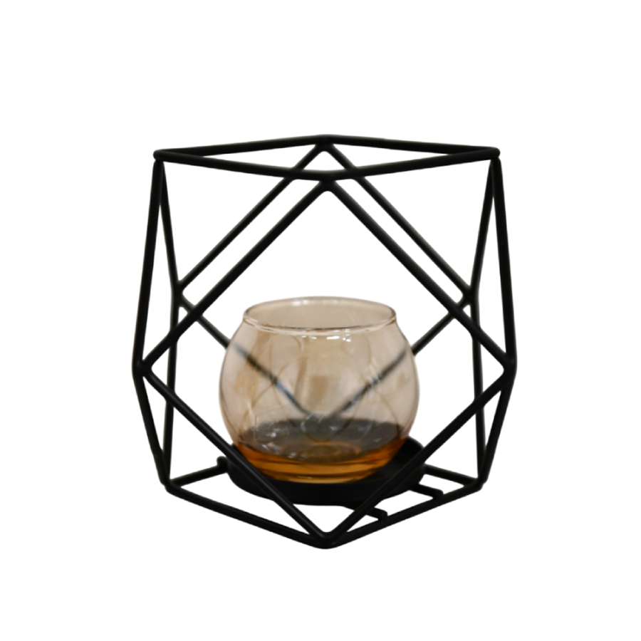 METALNI/STAKLENI SVIJEĆNJAK  10,8X11,3CM ZA LUČICU