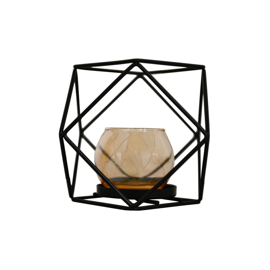 METALNI/STAKLENI SVIJEĆNJAK  10,8X11,3CM ZA LUČICU