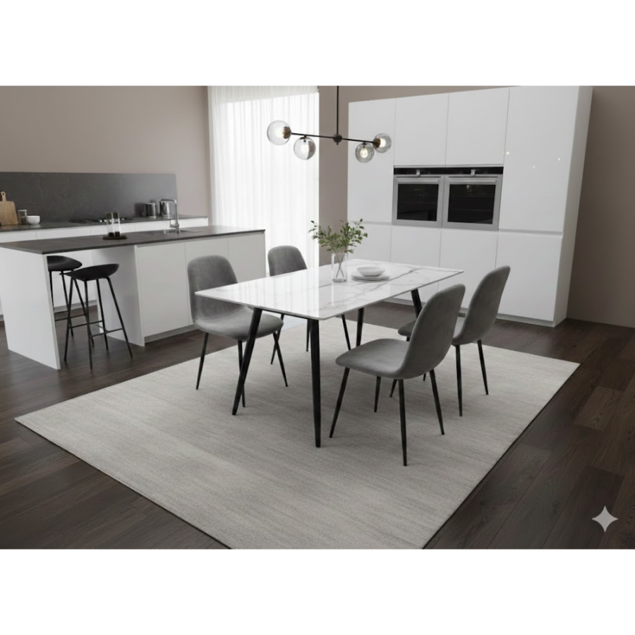 TRPEZARIJSKI STO BOLERO 120X80X76CM BIJELA KERAMIČKA PLOČA/CRNE