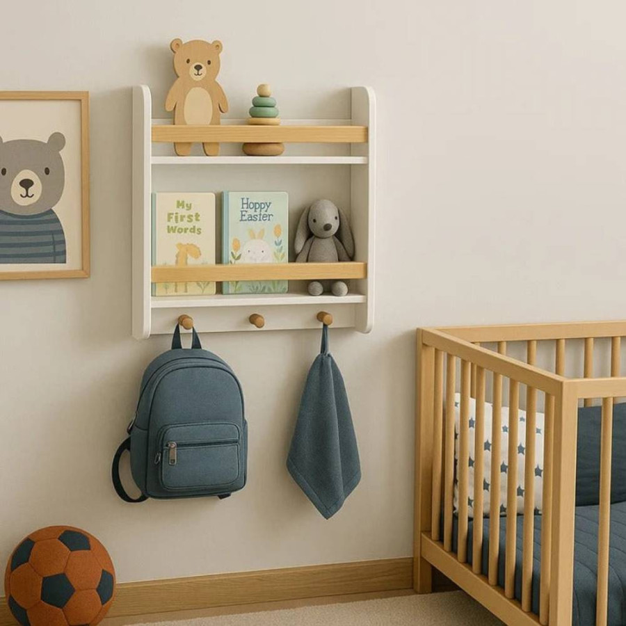 DJEČIJA ZIDNA VJEŠALICA 50X15X60CN MEDIJAPAN/DRVO BIJELA
