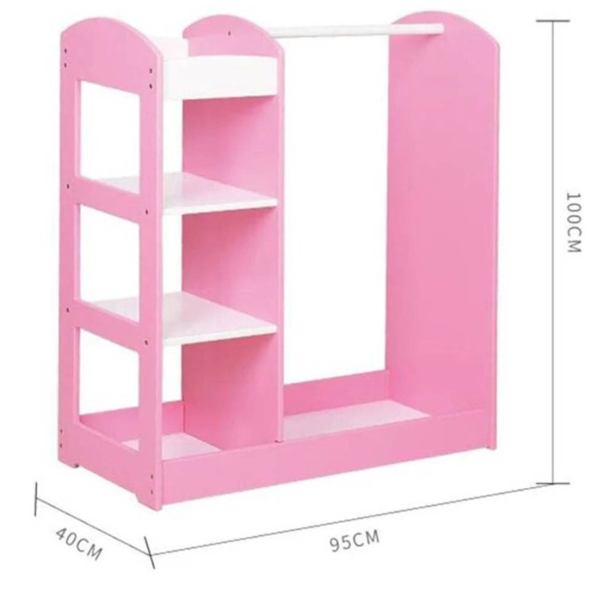 DJEČIJI STALAK ZA ODJEĆU SA OGLEDALOM 93,5X38X100,3CM MEDIJAPAN/DRVO ROZA