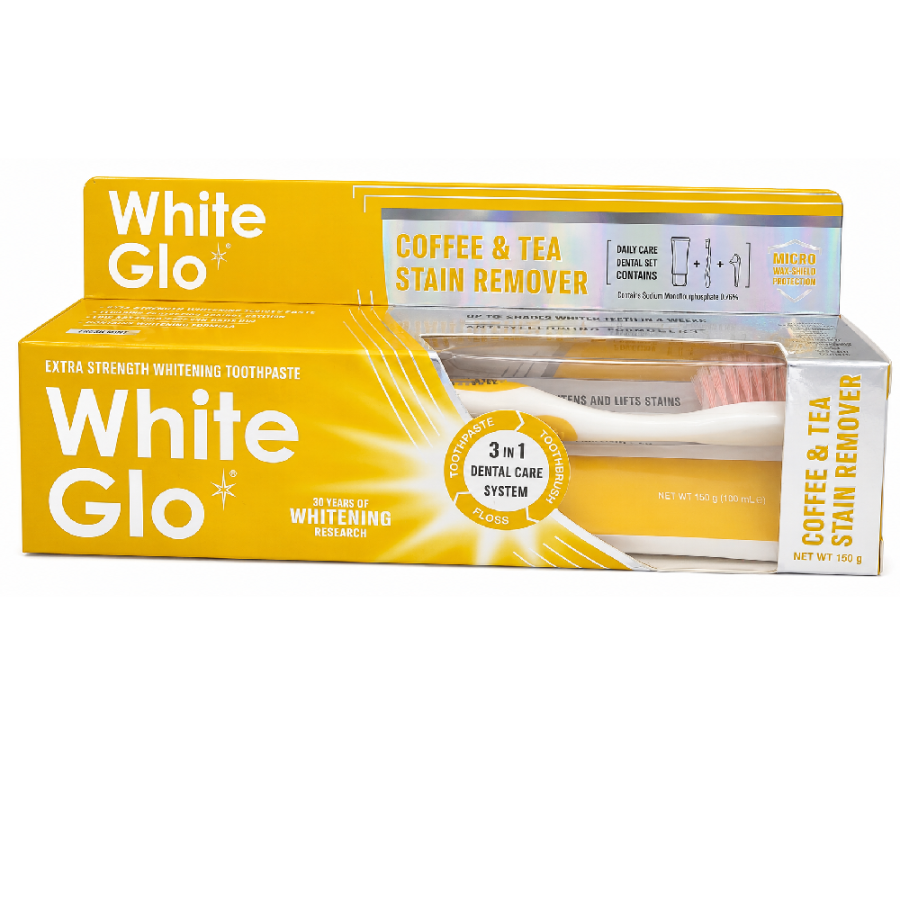 PASTA ZA ZUBE 150G WHITE GLO COFFEE&TEA+ČETKICA+KONAC ZA ZUBE