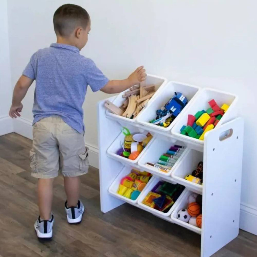 KINDER HOME DJEČIJA POLICA ZA ODLAGANJE SA KUTIJAMA 65X26,5X60 BIJELA