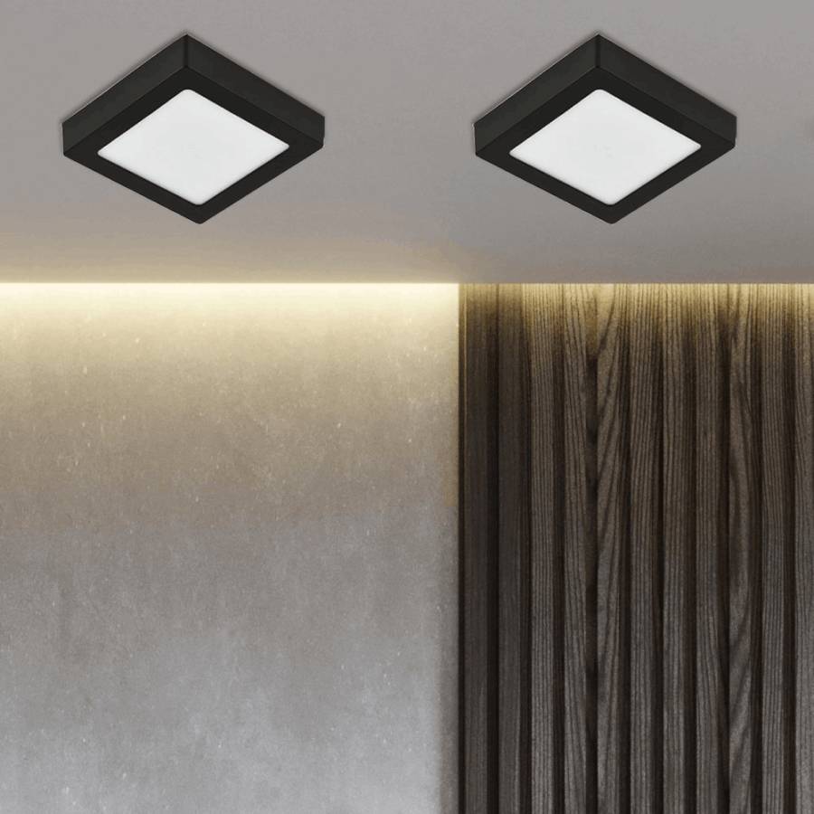 NADGRADNI LED PANEL 12W KVADRATNI E-LIGHT 4000K CRNI