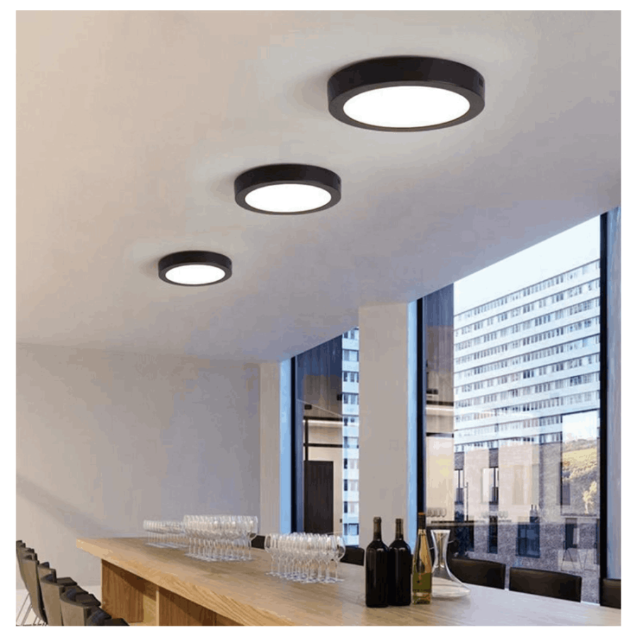 NADGRADNI LED PANEL  12W  OKRUGLI E-LIGHT 6500K CRNI