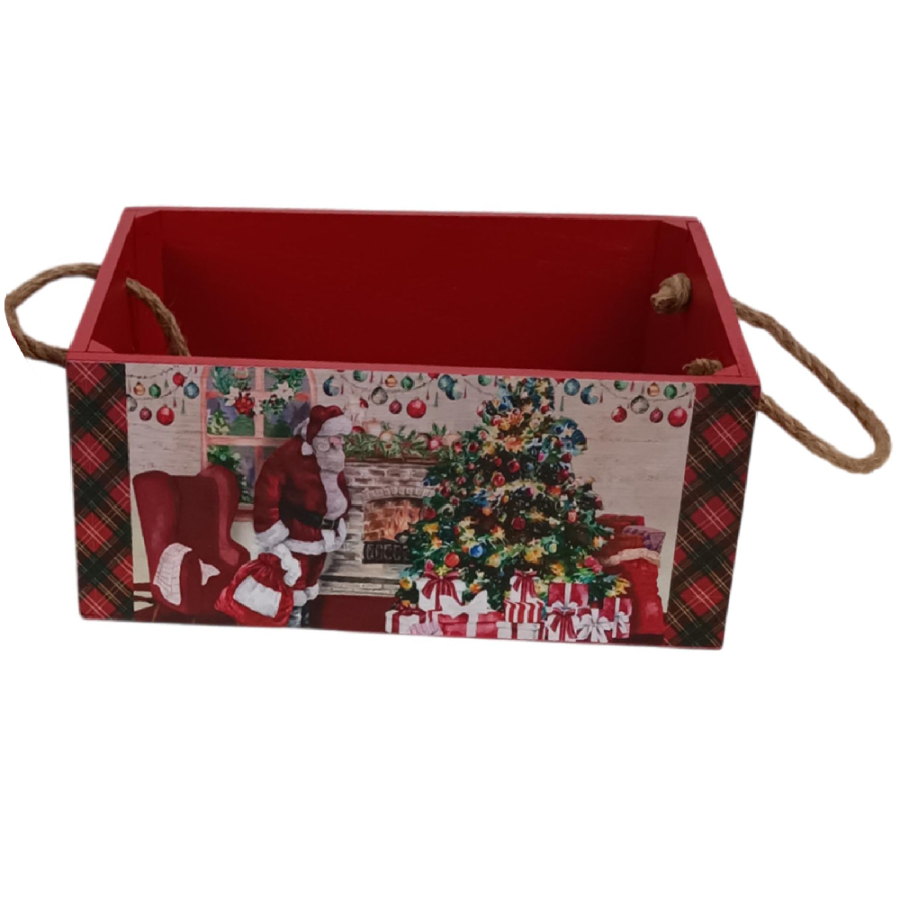 NOVOGODIŠNJI  SANDUK  24X12X14CM SANTA CLAUS WOOD ROPE