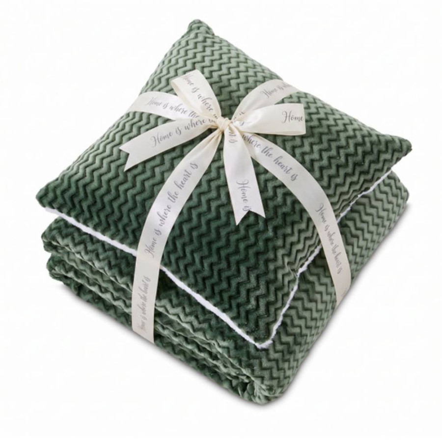 DORMEO SET JASTUK I DEKA 200X200 WARM HUG GREEN OMBRE