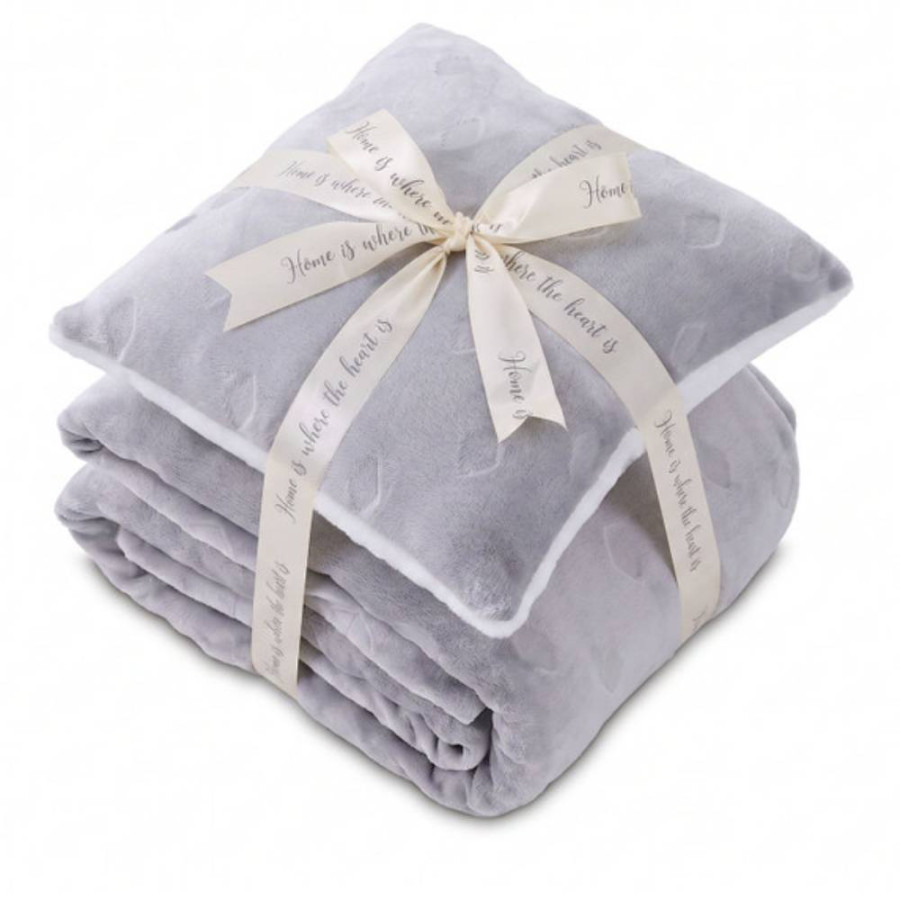 DORMEO SET JASTUK I DEKA 130X190 WARM HUG MISTY GREY
