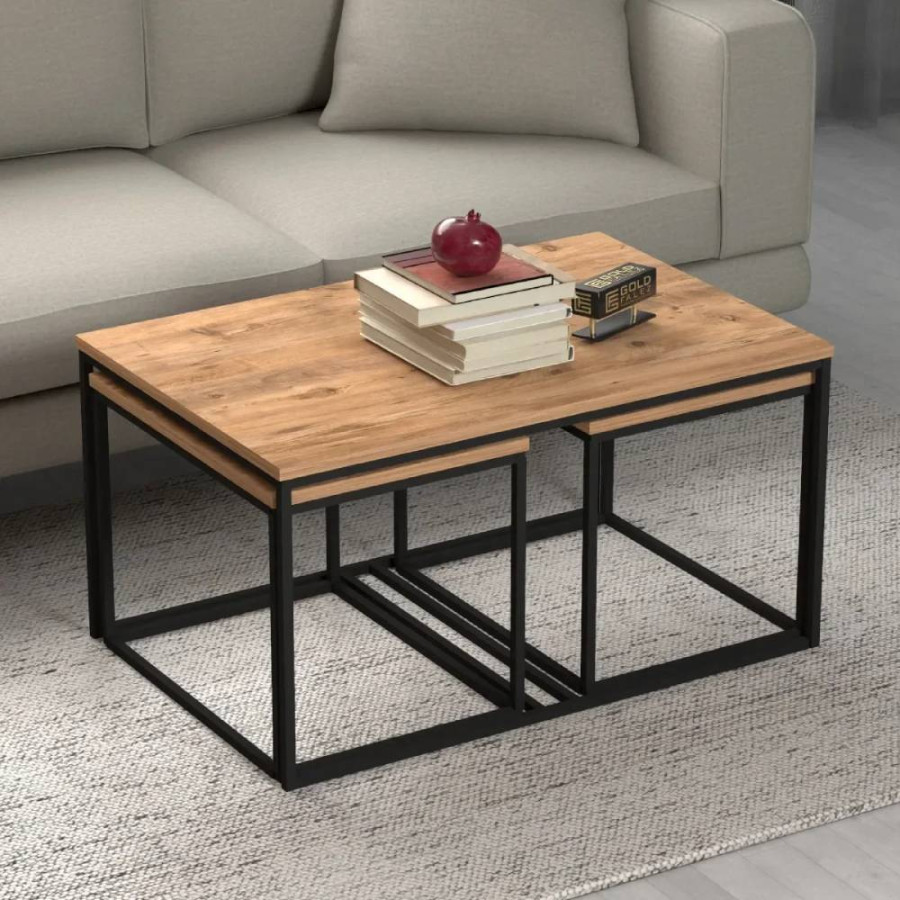 KLUB STO FLORA SET 3/1 90X60X48CM-54X40X43CM HRAST
