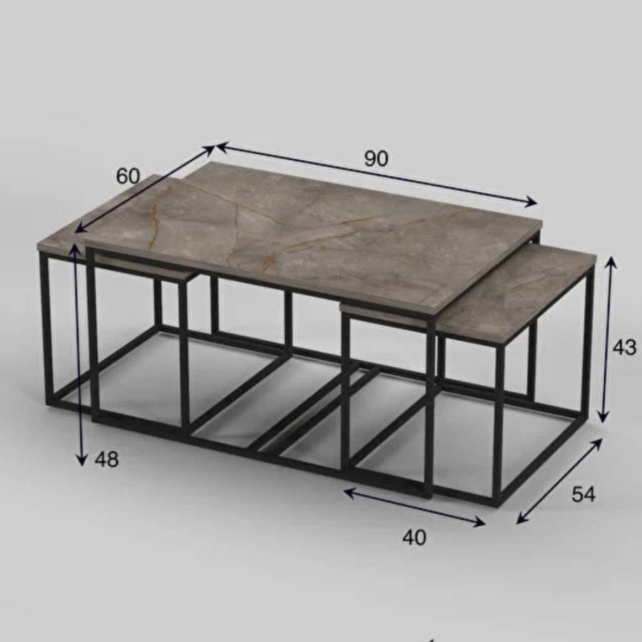 KLUB STO FLORA SET 3/1 90X60X48CM-54X40X43CM SIVI