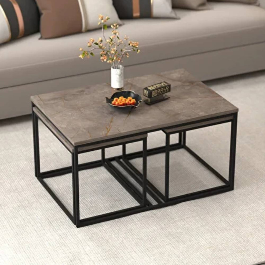 KLUB STO FLORA SET 3/1 90X60X48CM-54X40X43CM SIVI
