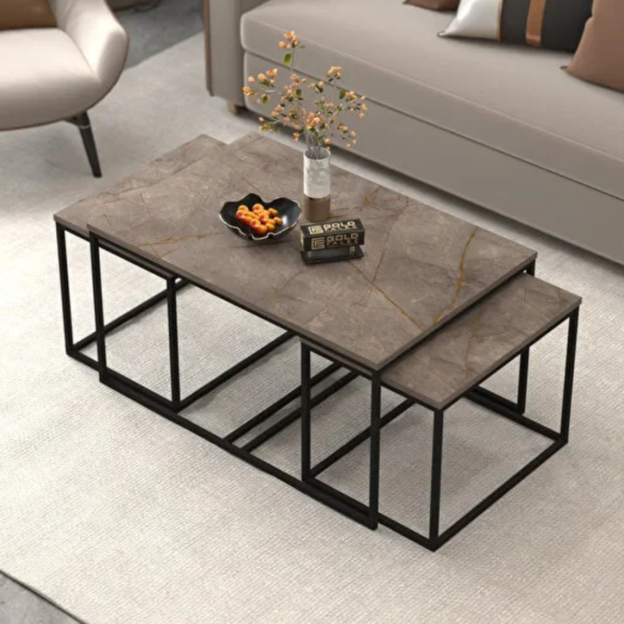 KLUB STO FLORA SET 3/1 90X60X48CM-54X40X43CM SIVI