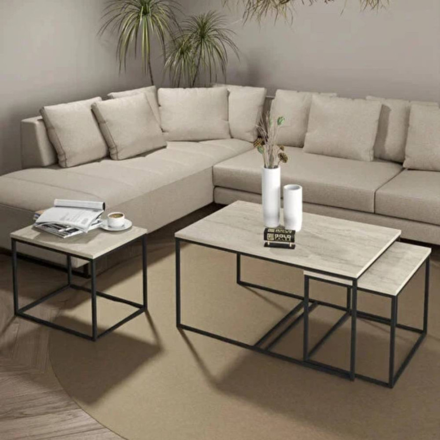 KLUB STO FLORA SET 3/1 90X60X48CM-54X40X43CM BEŽ