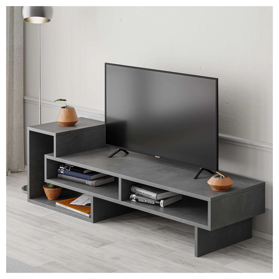 KOMODA ZA TV TETRA 136,7X40X42,2CM - RETRO SIVA