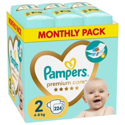 PAMPERS PREMIUM PELENE 2 224KOM MSB 4-8KG