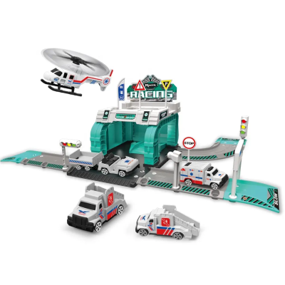 IGRAČKA GARAŽA SA VOZILIMA 1:64 AMBULANCE SIX-SIX-ZERO