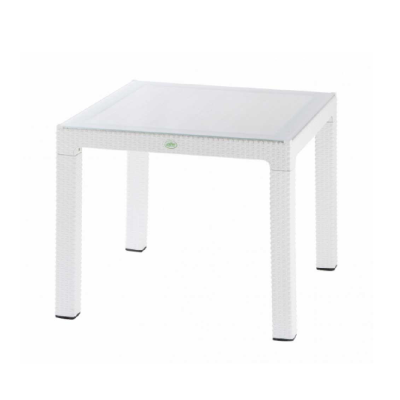 STO ZA VRT 90X90X75CM SA STAKLOM BIJELI RATTAN