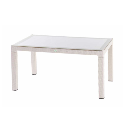 STO ZA VRT 150X90X75CM SA STAKLOM BIJELI RATTAN