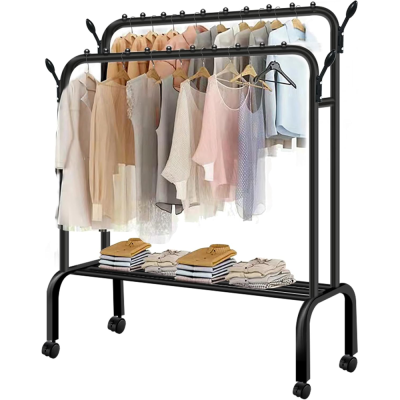 STALAK ZA ODJEĆU DUPLI S VJEŠALICAMA 80-130X42X85-155CM