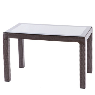 STO ZA VRT 90X90X75CM SA STAKLOM SMEĐI RATTAN